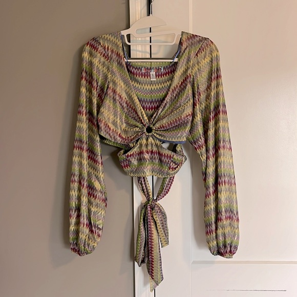 NWOT Urban Outfitters Kary Keyhole Tie Back Top - Size L - Picture 1 of 13